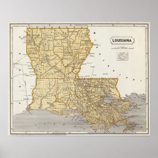 Poster Carte Atlas Louisiane (Devant)