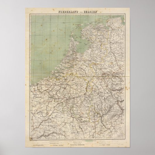 Poster Carte Atlas Pays-Bas et Belgique (Devant)