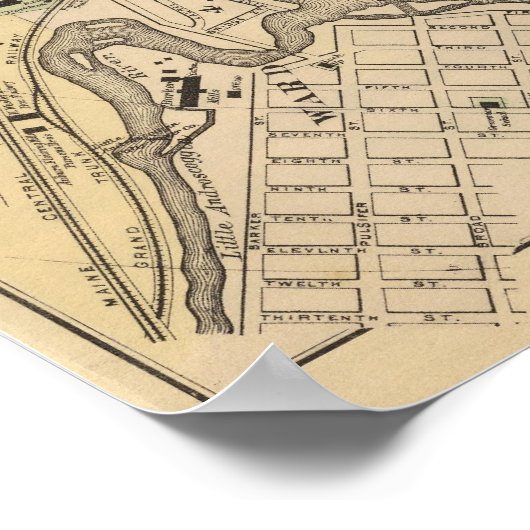 Poster Carte Auburn, Lewiston (Coin)