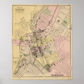 Poster Carte Auburn, Lewiston (Devant)