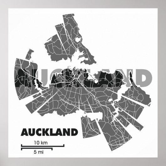 Poster Carte Auckland (Devant)