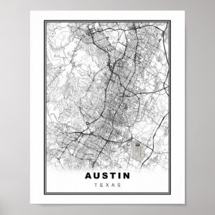 Poster Carte Austin