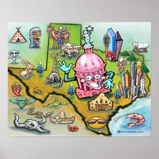 Poster Carte Austin TEXAS (Devant)