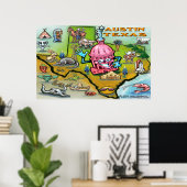 Poster Carte Austin TEXAS (Bureau à domicile)