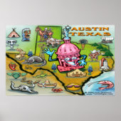 Poster Carte Austin TEXAS (Devant)