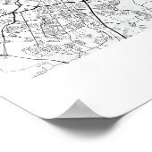 Poster Carte Austin Texas Blue Water Street (Coin)