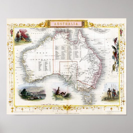 Poster Carte Australie 1851 (Devant)