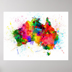 Poster Carte Australie des cisailles de peinture