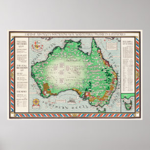 Poster Carte Australie Vintage