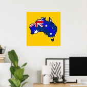 Poster Carte australienne Drapeaux australiens (Bureau à domicile)