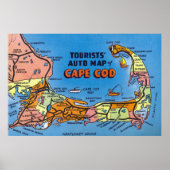 Poster Carte automobile détaillée de Cape Cod (Devant)