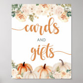 Poster Carte Baby shower citrouille et signe cadeau (Devant)