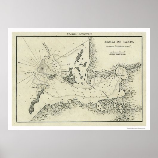 Poster Carte Bahia De Tampa Floride 1809 (Devant)