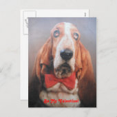 Poster Carte Basset Hound Dans Red Bow Cravate, Be (Devant / Derrière)