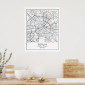 Poster Carte Berlin - Berlin Carte noire et blanche Poste (Cuisine)