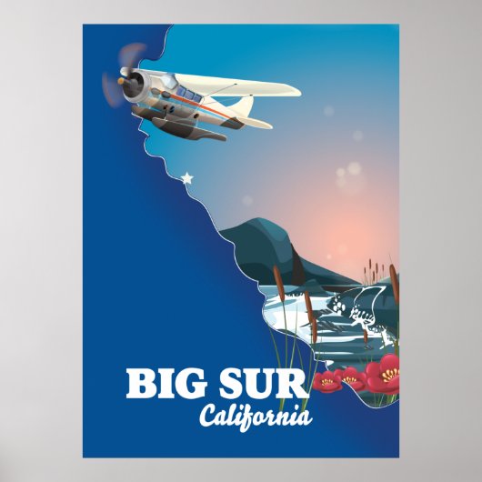 Poster Carte Big Sur California (Devant)