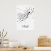 Poster Carte Billings - Montana - Carte de la ville Poste (Cuisine)