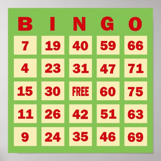 Poster Carte Bingo (Devant)