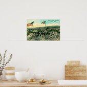 Poster Carte blanche avec drapeaux russes et américains (Cuisine)