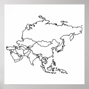 Poster Carte blanche de l'Asie