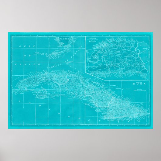 Poster Carte Blue Cuba (Devant)