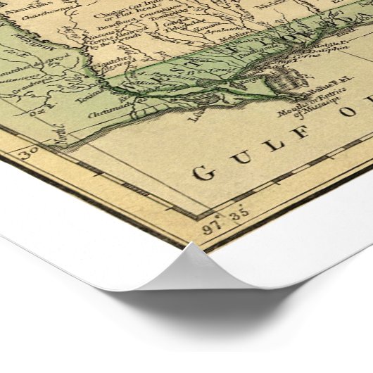 Poster Carte Bowles de l'Amérique 1784 (Coin)