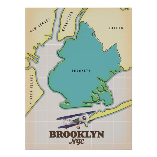Poster Carte Brooklyn New York (Devant)