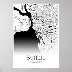 Poster Carte Buffalo - New York - Carte de la ville Poste