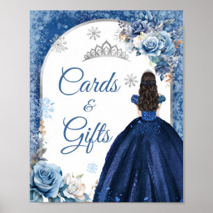 Poster Carte Cadeau de Magie de Noël Bleu Marine Mis XV A