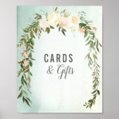 Poster Carte & Cadeaux Vert Rose Bébé Sprinkle Douche (Devant)