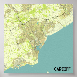 Poster Carte Cardiff