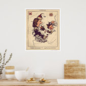 Poster Carte caricature du Danemark 1868 (Cuisine)