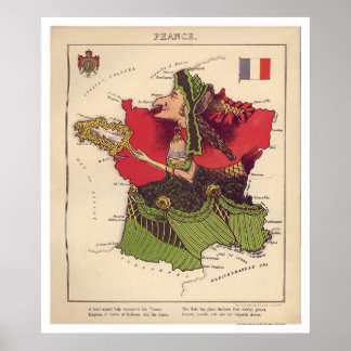 Poster Carte Caricature France 1868