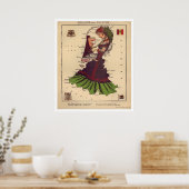 Poster Carte Caricature Hollande & Belgique 1868 (Cuisine)