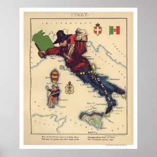 Poster Carte Caricature Italie 1868