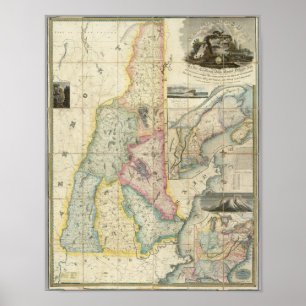 Poster Carte Carrigain du New Hampshire