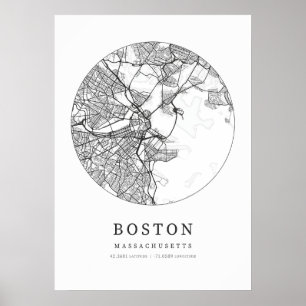 Poster Carte cartographique de Boston