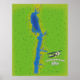 Poster Carte cartographique de l'Ohio du barrage Hoover
