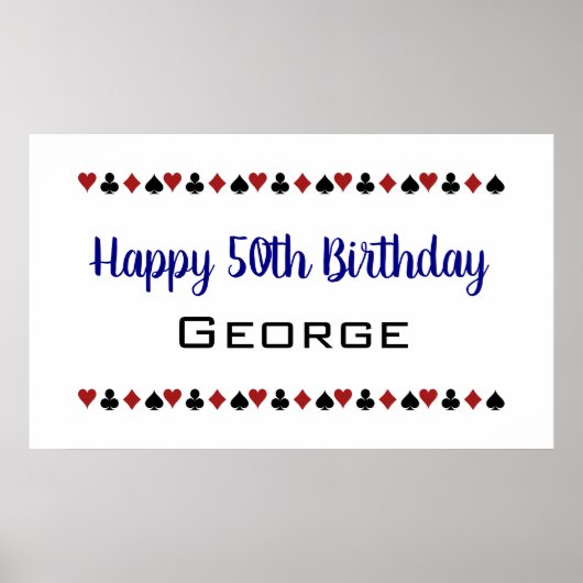 Poster Carte Casino Blue Las Vegas Style Convient Anniver (Devant)