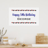 Poster Carte Casino Blue Las Vegas Style Convient Anniver (Cuisine)