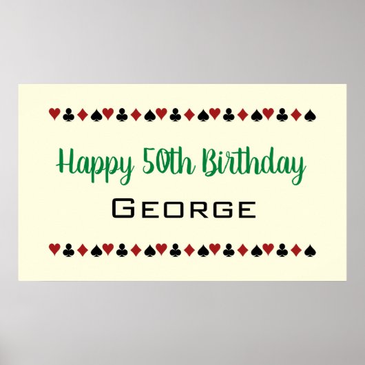 Poster Carte Casino Green Las Vegas Style Convient Annive (Devant)