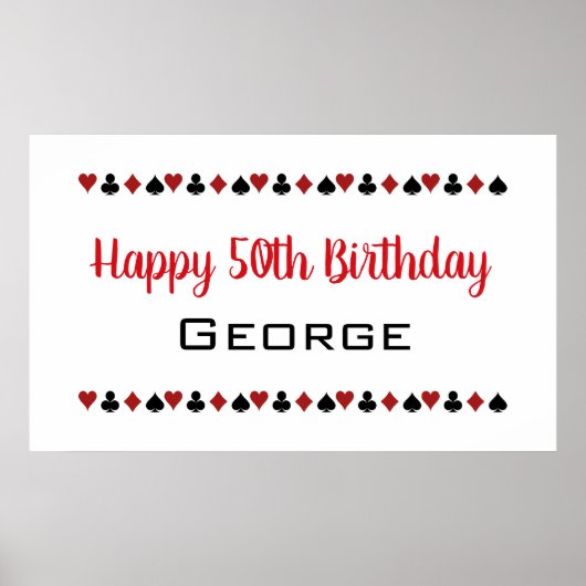 Poster Carte Casino Las Vegas Style Convient Anniversaire (Devant)