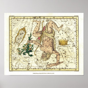 Poster Carte céleste ancienne de la constellation d'Hercu