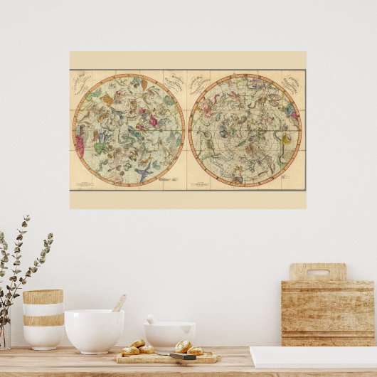 Poster Carte Céleste Des Constellations (Cuisine)