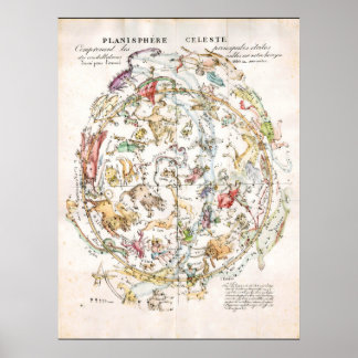Poster Carte céleste vintage