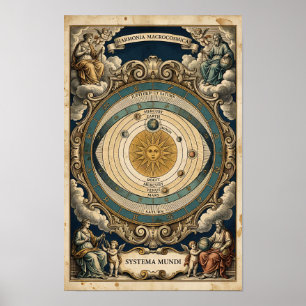 Poster Carte céleste vintage du système solaire et du zod