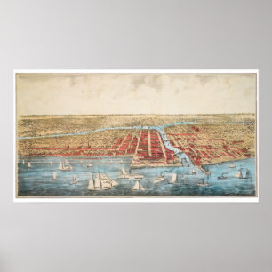 Poster CARTE : CHICAGO, c1857