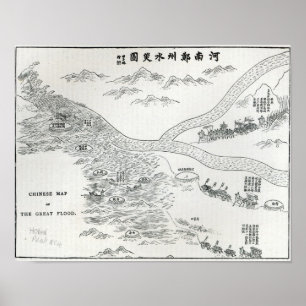 Poster Carte chinoise de la grande inondation
