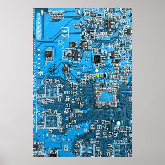 Poster Carte circuit bleu circuit imprimé à circuit impri (Devant)