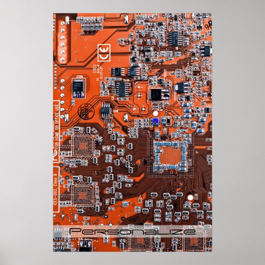 Poster Carte circuit imprimé circuit orange PCB (Devant)